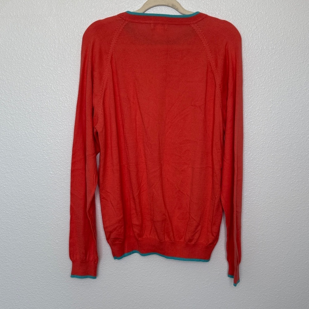 Maus & Hoffman Men's Harvey Pima Cotton Crewneck Orange Blue Large - Picture 5 of 5